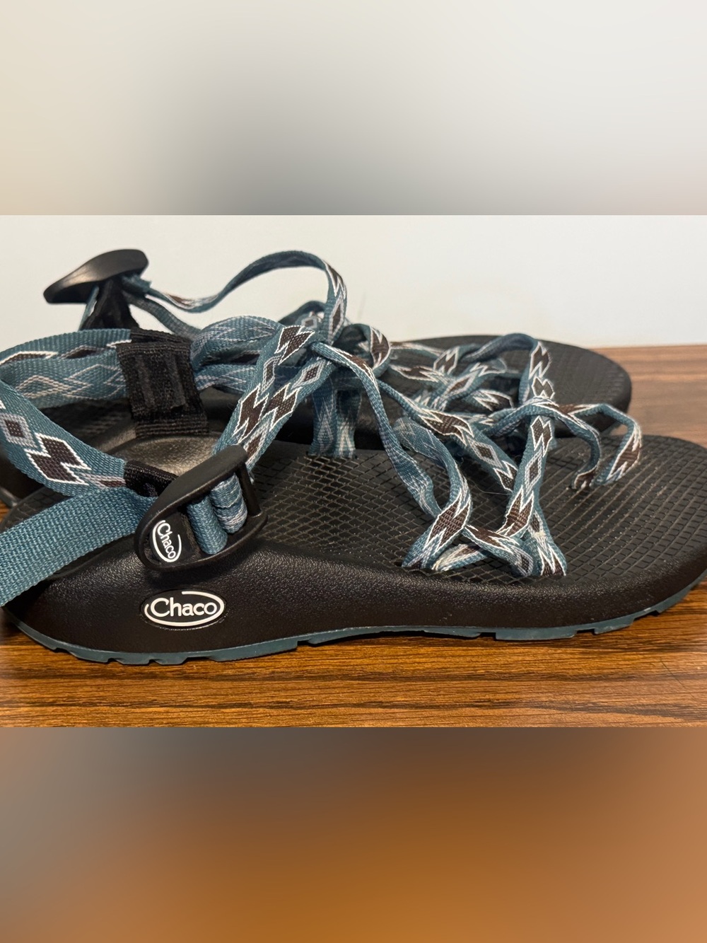 Chaco Women's Patterned Strap Sandals in Teal and Black - Picture 5 of 6